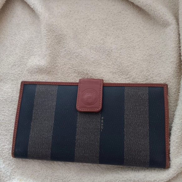 Fendi Burgundy and Navy Striped Wallet - Picture 2 of 6